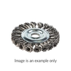 Wheel Brush Twist Knot High Carbon Steel 0.5mm Wire x 100mm Dia x 16mm Bore - Carded 